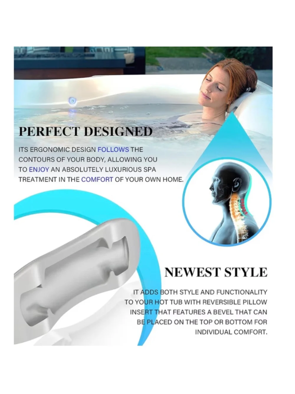 NEW 4PCS 77444 Hot Tub Head Rest Pillows Fits Hot Spot Relay Rhythm SX Tempo Tx